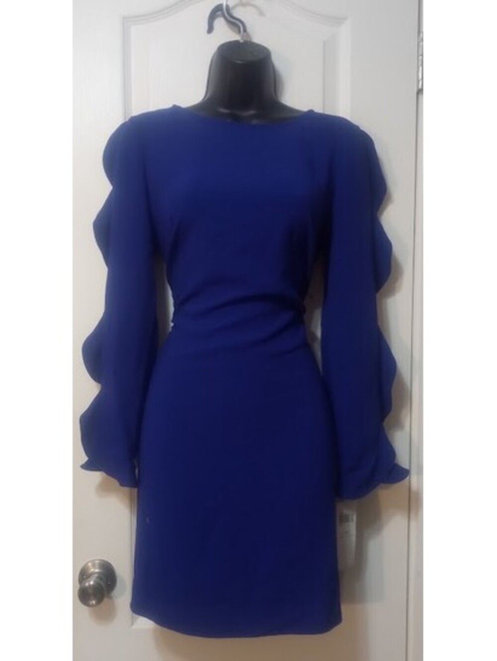NWT London Times Violet Ruffle Long Sleeve Sheath Dress S